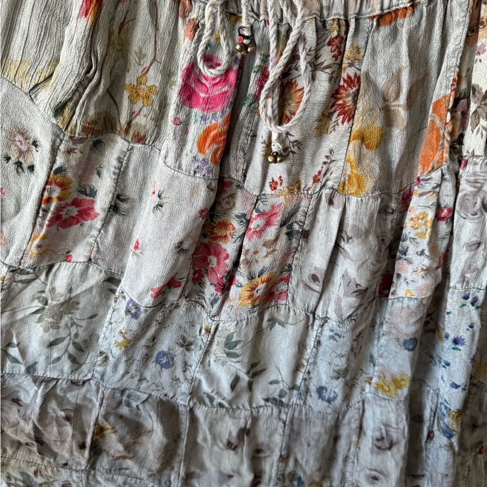 SOLD—Vintage Boho Tiered Floral Maxi Skirt - Picture 6 of 8